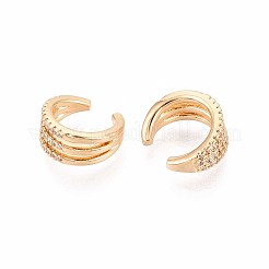 Латунные серьги-манжеты из прозрачного кубического циркония&nbsp;EJEW-T047-54G