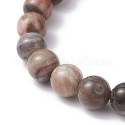 Круглые эластичные браслеты из натурального окаменевшего дерева&nbsp;BJEW-JB12610-02