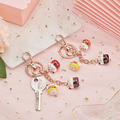 2шт 2 цвета maneki neko счастливый кот фарфоровый кулон брелок&nbsp;KEYC-OC0001-42B