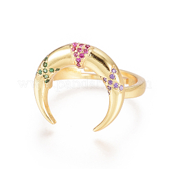 Регулируемые латунные кольца из микро-паве циркония&nbsp;RJEW-L097-01G