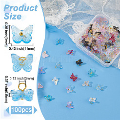 100 шт. подвески-бабочки из прозрачного стекла&nbsp;FIND-HY0003-79