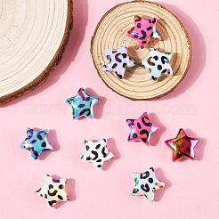 10шт УФ-покрытие непрозрачные радужные переливающиеся акриловые бусины&nbsp;OACR-YW0005-03