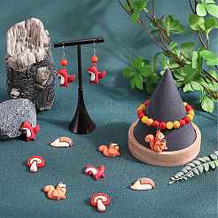 24 шт. 4 стиля осенние непрозрачные кабошоны из смолы животных&nbsp;RESI-SC0002-87