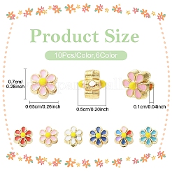 30 шт. 6-цветные бусины из сплава эмали светло-золотистого тона&nbsp;ENAM-YW0008-31