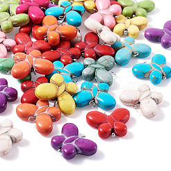 35 шт. синтетические бирюзовые подвески-бабочки&nbsp;PALLOY-TAC0120