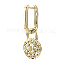 Серьги-кольца Huggie с подвесками из латуни с прозрачным фианитом и прозрачным фианитом&nbsp;EJEW-R115-002-NF