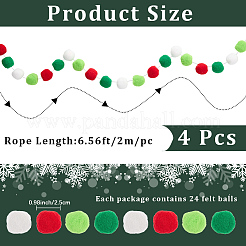 4шт. шар из помпона с полиэфирным шнуром для подвешивания баннеров&nbsp;AJEW-CP0009-76C