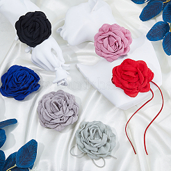 6 шт. 6-х цветный тканевый цветочный воротник-чокер ожерелье NJEW-FH0001-11