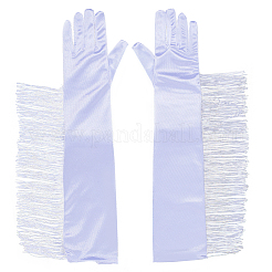 Свадебные перчатки из полиэстера с длинными кисточками&nbsp;AJEW-WH20020-001A
