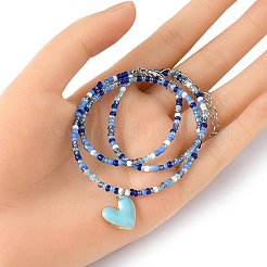 Колье с подвеской в виде сердца из сплава эмали&nbsp;NJEW-PH01493-04