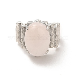 Овальное открытое кольцо-манжета из натурального розового кварца RJEW-P082-03P-20