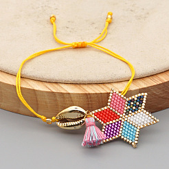 Регулируемые браслеты с подвесками в виде звезд из стеклянных бусин&nbsp;HR8950