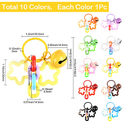 10шт 10-х цветные акриловые подвесные украшения в виде звезд&nbsp;AJEW-SP0003-35