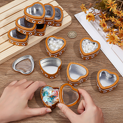 20 шт. подарочные коробки из жести в форме цветка и сердца с прозрачным окошком в крышке&nbsp;CON-PH0003-21