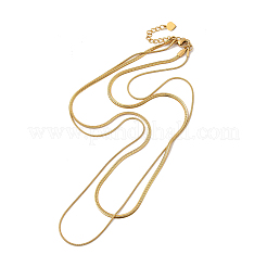 Ионное покрытие (ip) 304 нержавеющая сталь круглая змейка и елочка цепи двухслойное ожерелье для мужчин и женщин&nbsp;LS-NJEW-E046-03G