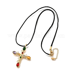 Ожерелья с подвесками из нержавеющей стали 304 с кубическим цирконием&nbsp;NJEW-H070-03G