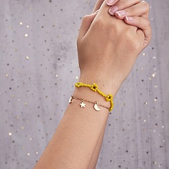 Многожильный браслет с плетением из стеклянных косточек&nbsp;BJEW-SW00069-01