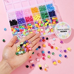 Наборы для изготовления браслетов из пластиковых бусин разных форм своими руками&nbsp;DIY-YW0011-06