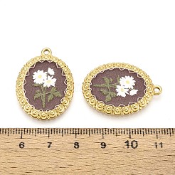 Овал из нержавеющей стали 304 с винтажным принтом и подвесками в виде подсолнухов&nbsp;STAS-T071-29C-G