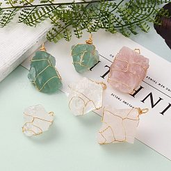 Подвески из грубого сырого природного флюорита&nbsp;PALLOY-JF00586