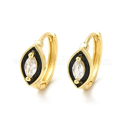 Серьги-кольца с эмалевым конским глазом и прозрачным кубическим цирконием&nbsp;EJEW-E270-05G