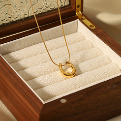 Стильные ожерелья из круглой змеиной цепи с подвеской в форме подковы из нержавеющей стали 304 для женщин&nbsp;LH2412