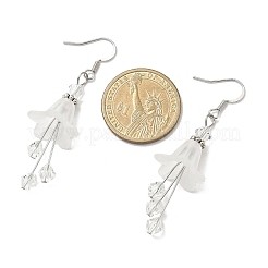 4 пара сережек-подвесок в форме цветка из латуни&nbsp;EJEW-JE06596