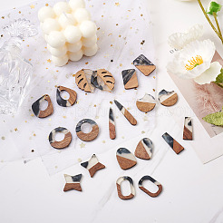 20шт 10 стильные подвески из смолы и орехового дерева&nbsp;RESI-KS0001-06