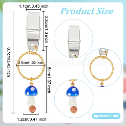Съемник зажимов для кредитных карт в виде грибов лэмпворк и деревянных бусин ручной работы&nbsp;AJEW-PH01529