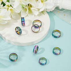 14 шт. 7 стиля из нержавеющей стали с рифлеными кольцами для пальцев&nbsp;STAS-SC0010-65RC