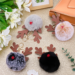 4 шт. 4 цвета рождественские помпоны-брелки в виде рогов оленя&nbsp;KEYC-CL0001-25