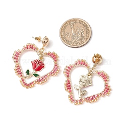 Серьги-гвоздики с подвесками в виде железного цветка&nbsp;EJEW-MZ00404-03