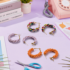 3 пара серег-колец из двухцветного сплава стеклянных бусин&nbsp;EJEW-GO0007-005A