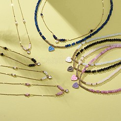 2шт 2 стиля кубический цирконий сердце с улыбающимся лицом кулон ожерелья набор&nbsp;NJEW-JN04043