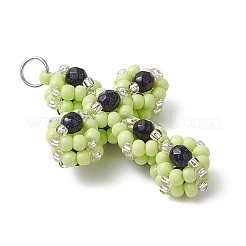 Подвески-кресты из стеклянного бисера&nbsp;PALLOY-MZ00642-01