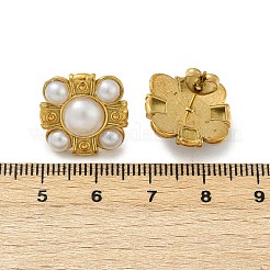 Серьги-гвоздики из пластика и жемчуга из нержавеющей стали 304&nbsp;LS-EJEW-U070-03A-G