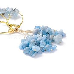 Большие подвесные украшения из натурального аквамарина в проволочной обертке&nbsp;HJEW-H057-03B