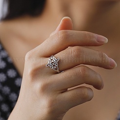 Не тускнеющий матросский узел 304 нержавеющая сталь полое открытое манжетное кольцо для мужчин и женщин&nbsp;RJEW-E073-05P