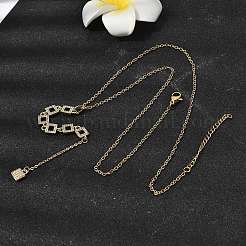 Подвеска-колье из латуни с микропаве из прозрачного кубического циркония в геометрическом стиле с кисточкой&nbsp;NJEW-P350-01C-G