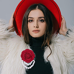 2шт брошь-цветок из ткани 2 цветов&nbsp;JEWB-FH0001-61B