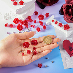 50 шт. серьги-гвоздики в виде розы из смолы 5-х размеров со штифтами из нержавеющей стали 316&nbsp;EJEW-TA0001-29