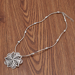 Ожерелья из сплава с гравировкой в виде цветка в тибетском стиле для женщин&nbsp;FS-WGE3882-01