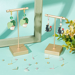 60 шт. 2 цвета 201 нержавеющая сталь фурнитура для сережек-гвоздиков с отверстием&nbsp;EJEW-BBC0002-15