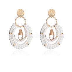 Серьги-гвоздики из сплава стеклянных бусин&nbsp;FS-WGE4D17-01