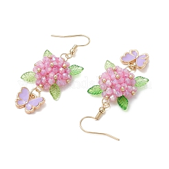 Серьги-подвески в виде цветка и бабочки из нержавеющей стали 304&nbsp;EJEW-MZ00455-05