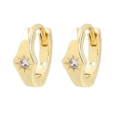 Серьги-кольца из латуни с прозрачным фианитом и прозрачным фианитом&nbsp;EJEW-D348-21G