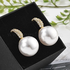 Латунные серьги-кольца из прозрачного кубического циркония&nbsp;EJEW-R016-03G