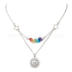 Цепочки и ожерелья из латунного кабеля с подвеской в виде чакры&nbsp;NJEW-JN05794