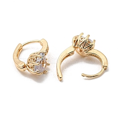 Серьги-кольца из латуни с прозрачными циркониями&nbsp;EJEW-B035-37KCG