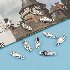 Ладонь в тибетском стиле с подвесками из сплава с цветком лотоса&nbsp;KK-P015-03AS-1